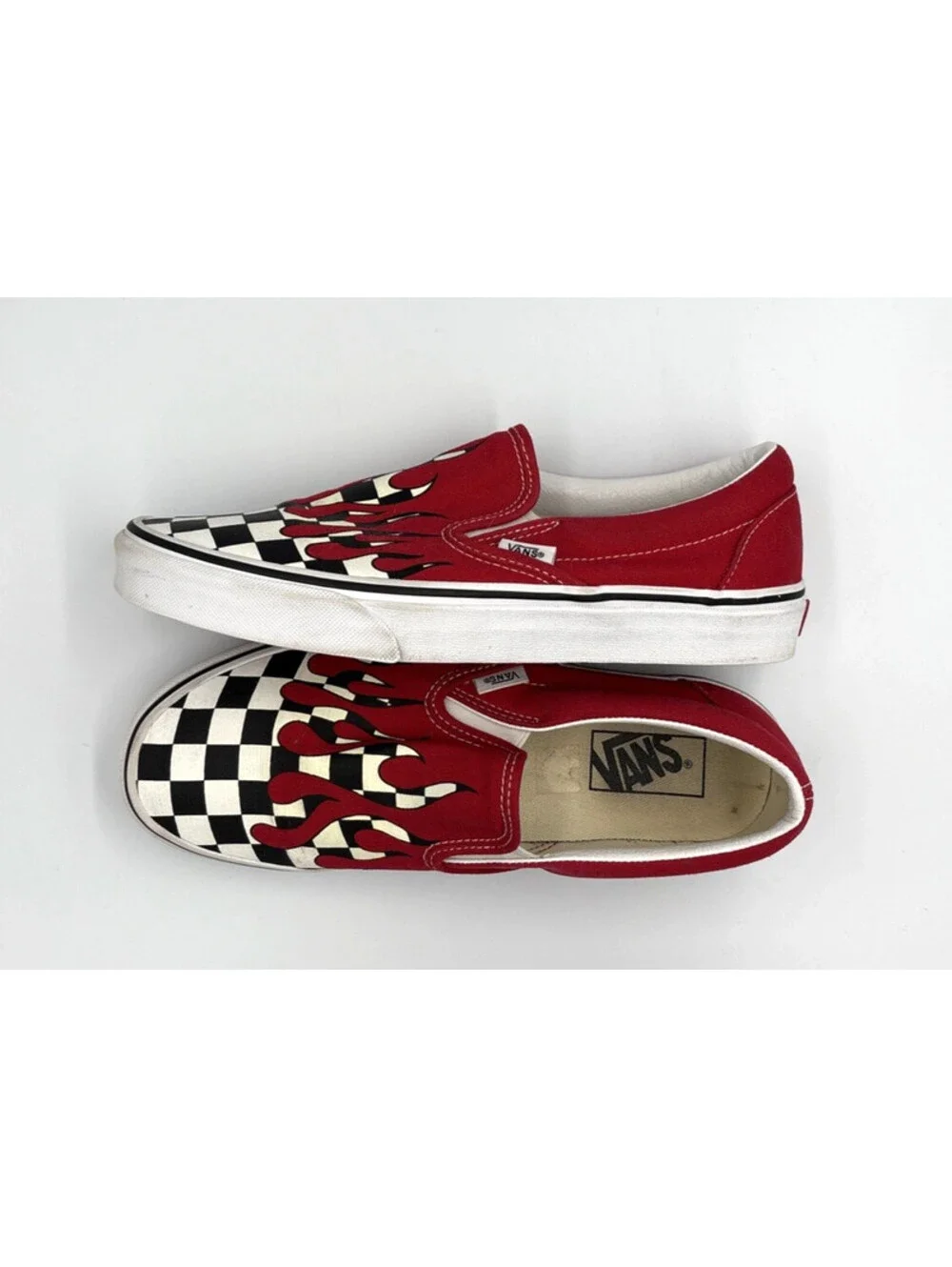 Vans Classic Slip-On Red Black Checkerboard Men 7.5 Women 9